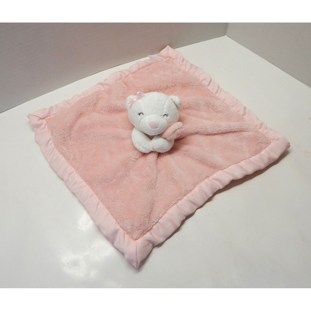 Carter's Teddy Bear Baby Security Blanket Lovey Pink Satin Border Plush